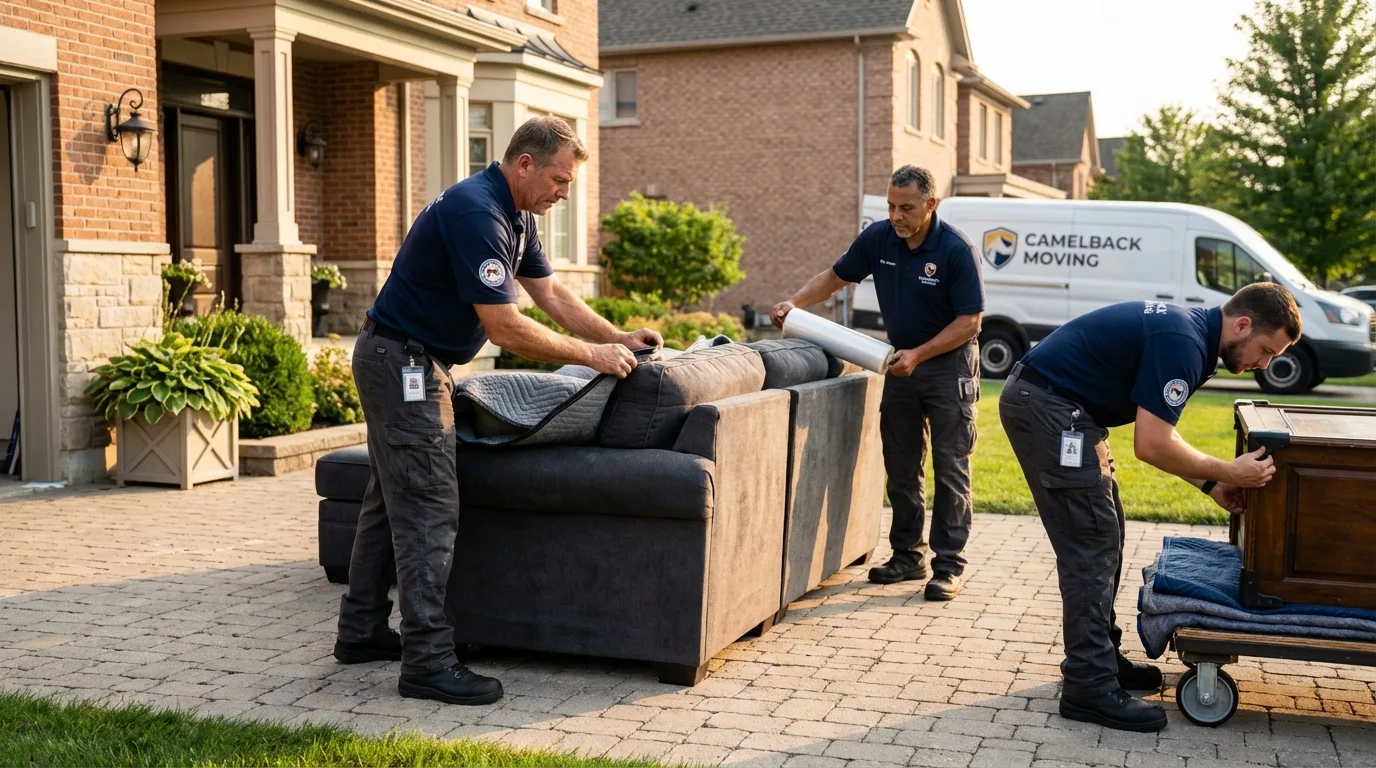 Large estate moving crew wrapping furniture in Trenton, NE